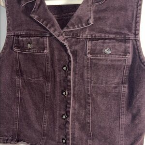 Vintage Dark Brown Sleeveless Denim Vest
